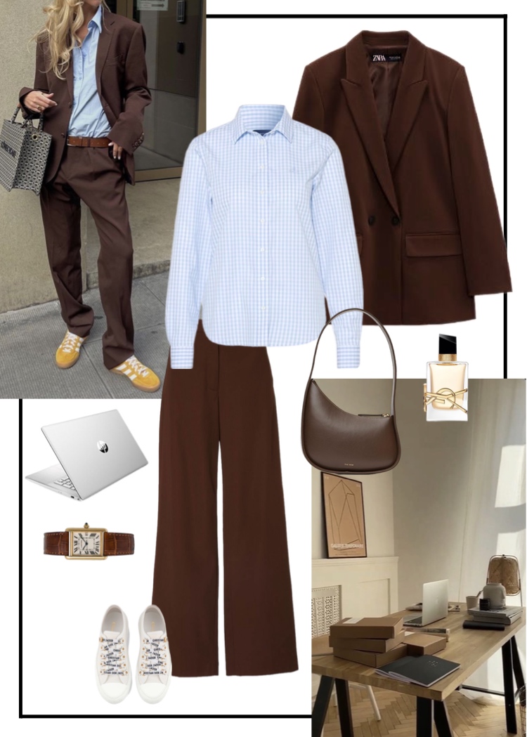 Office vibe: костюмная ткань nero Bourbon + хлопок тёплый клетка виши голубая 