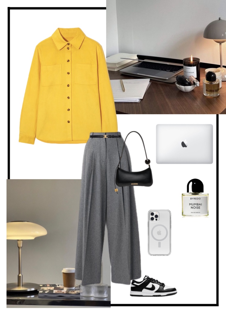 Office vibe: микровельвет в рубчик банан + костюмная ткань nero Grey 