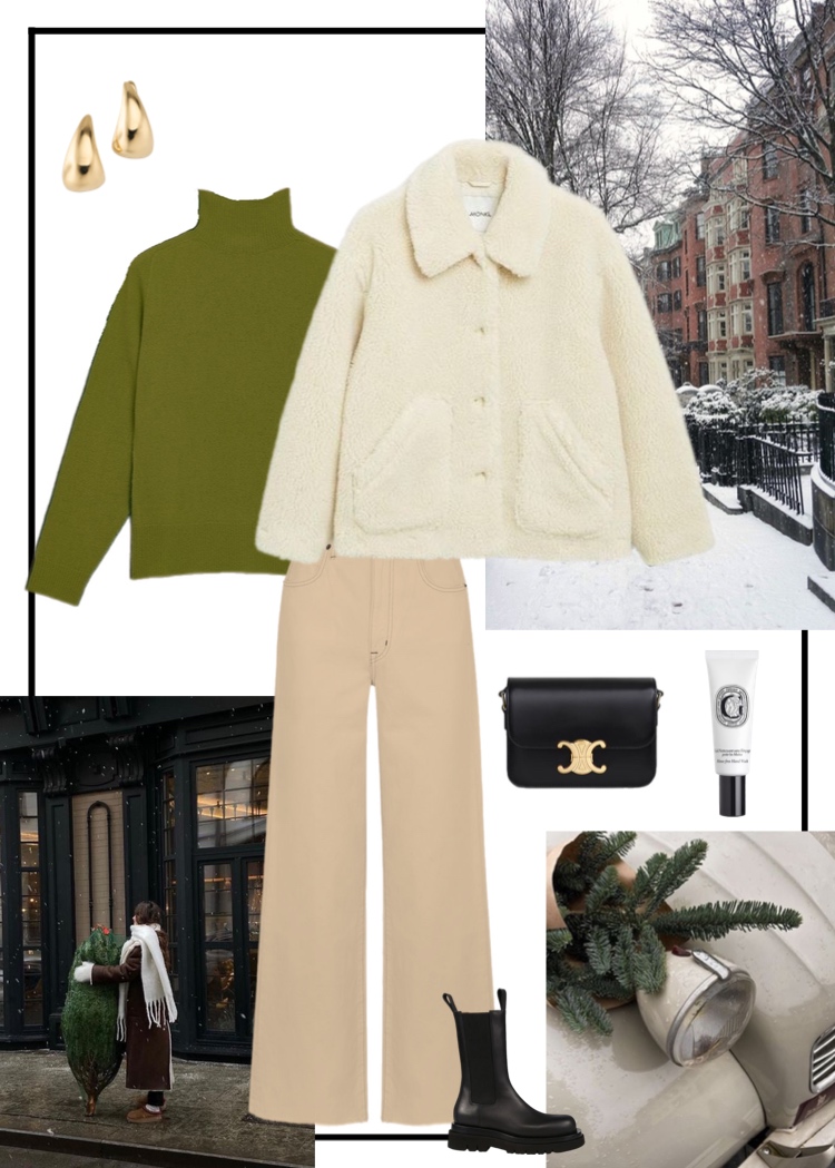Street style: вязаный трикотаж груша + деним арахис велюровый + шерстяной мех Baby fur молочный 