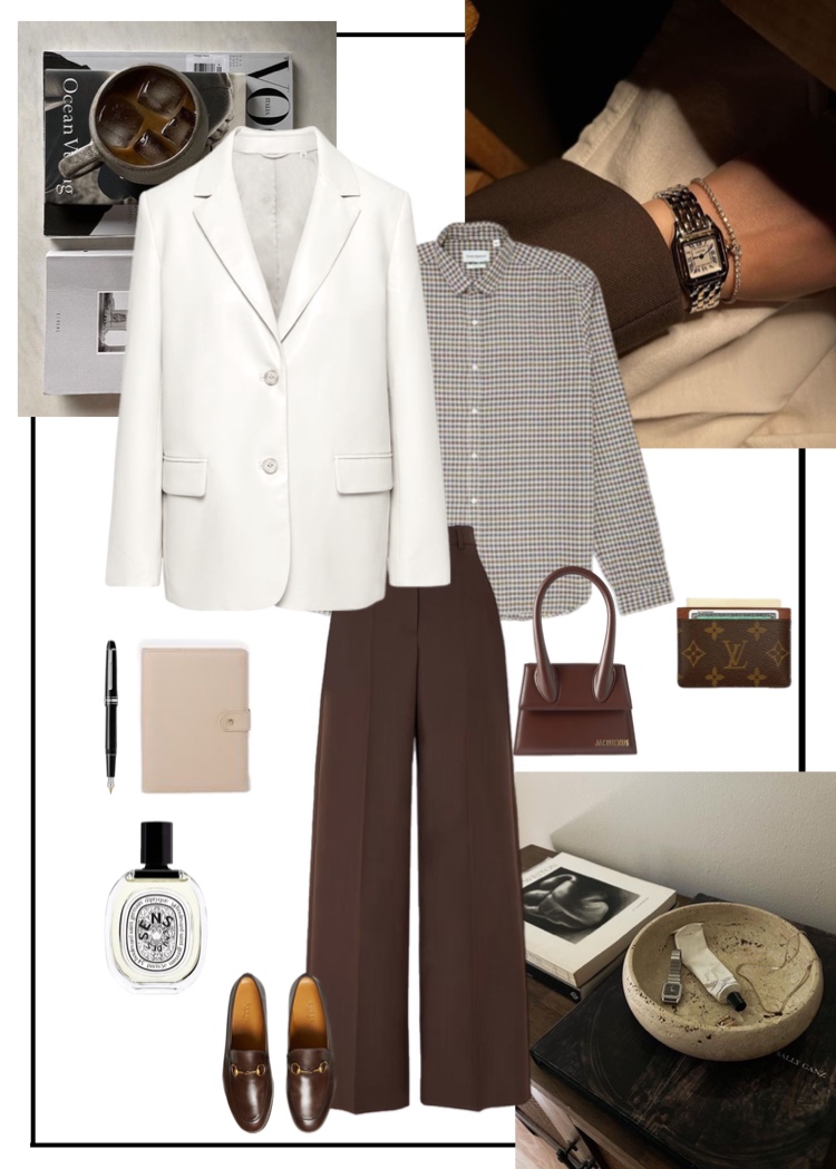 Office vibe: костюмная ткань nero Bourbon + экокожа air + хлопок тёплый клетка mix