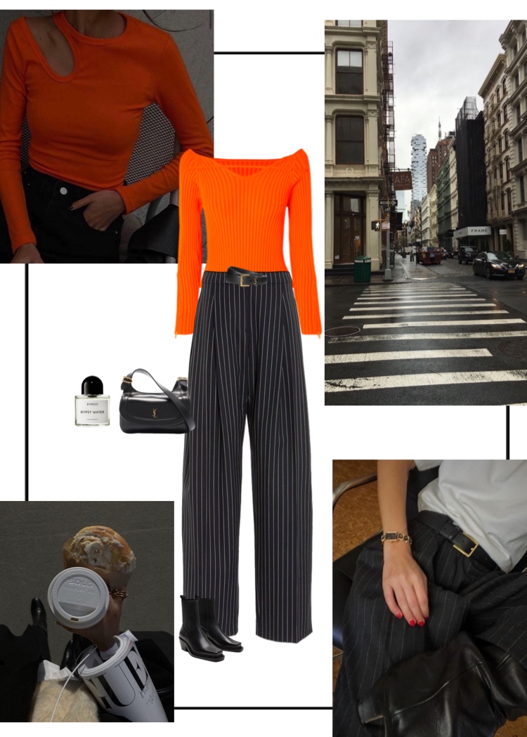 Street style: костюмная ткань nero полоска grey + трикотаж лапша Mandarin 