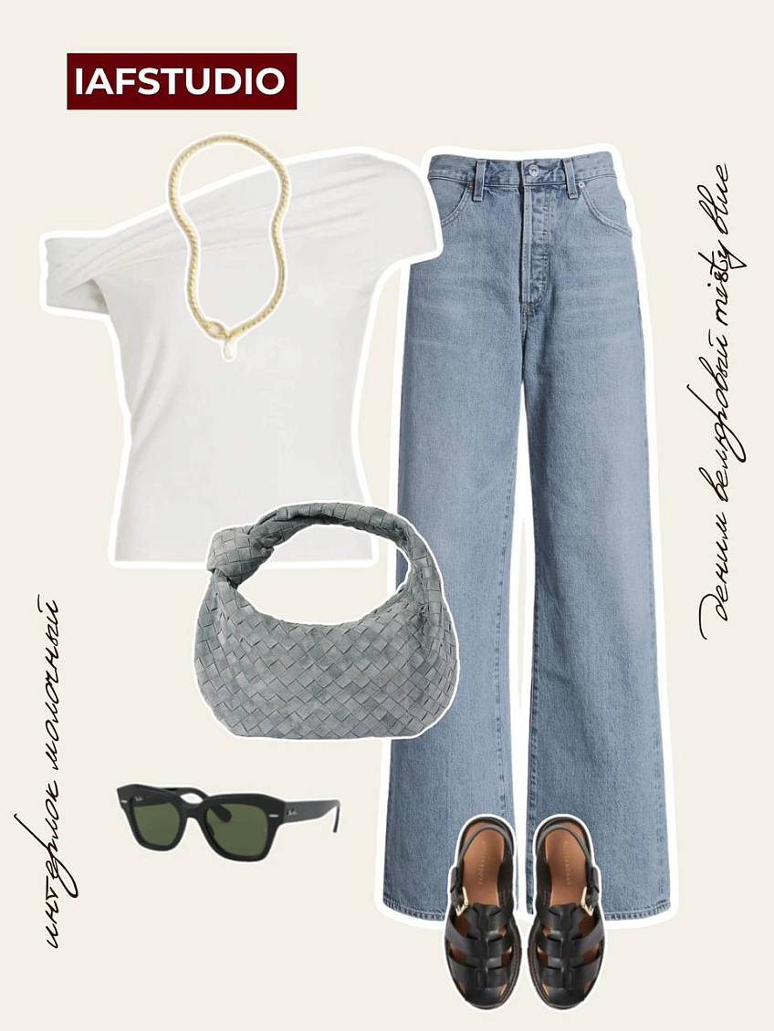 Интерлок молочный + деним велюровый misty blue