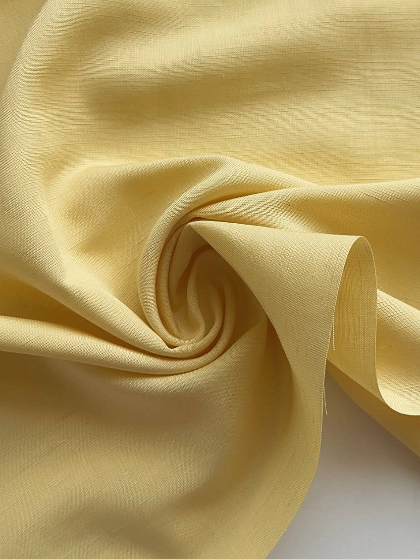 Лён с вискозой butter yellow + велюровый деним misty blue