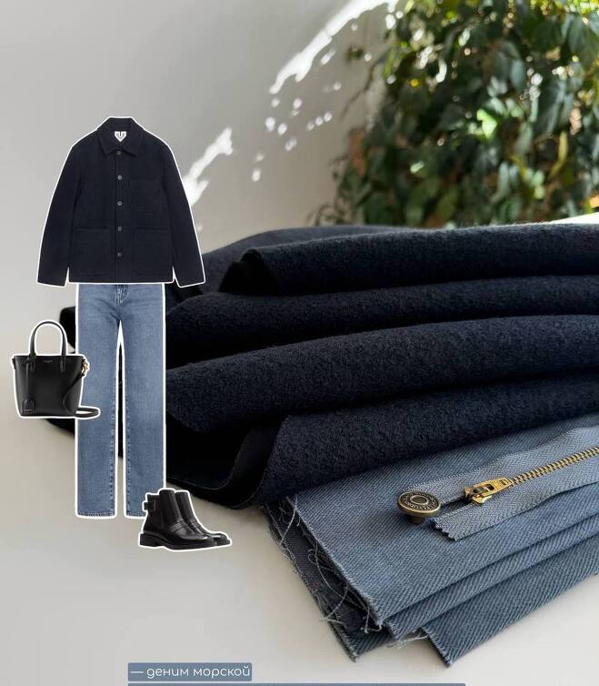 STOCK Пальтовый трикотаж индиго дублированный (Италия) (0,45)