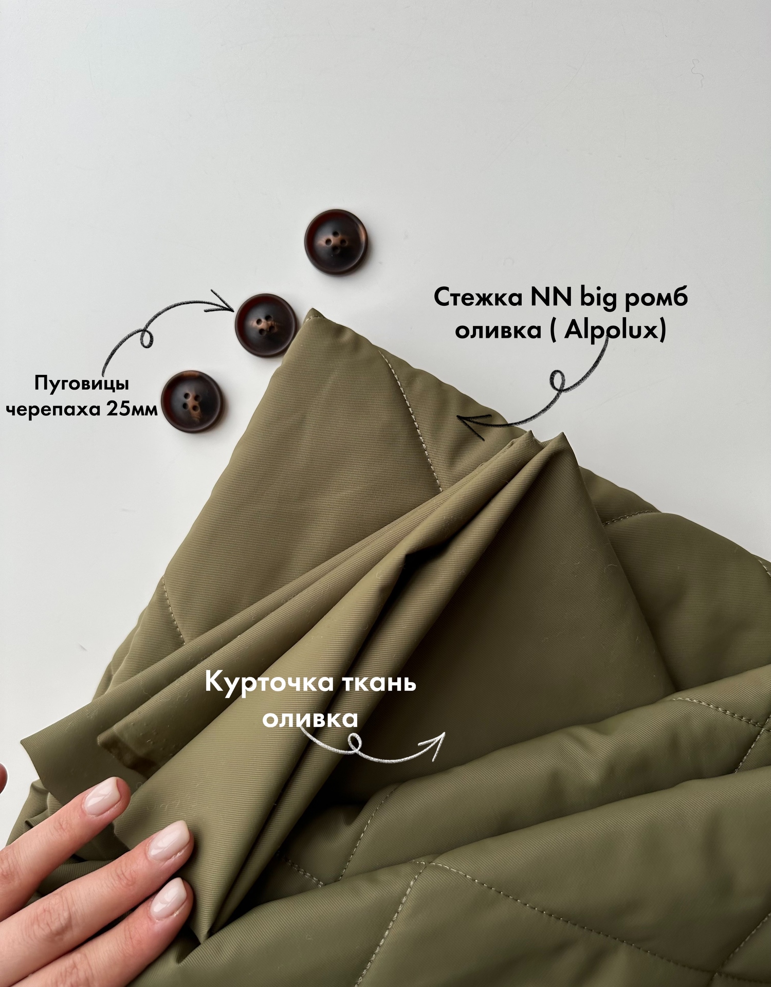 STOCK Курточная ткань оливка NN waterproof (0,75м)