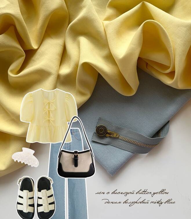 Лен с вискозой butter yellow