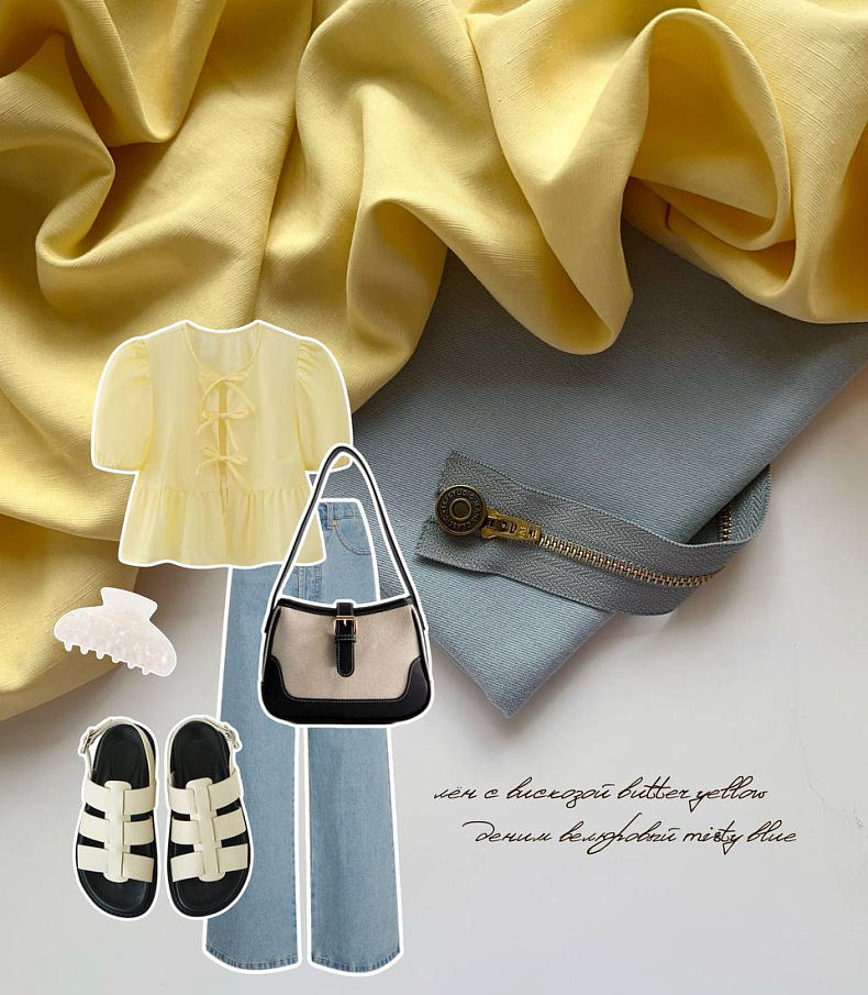 Лен с вискозой butter yellow