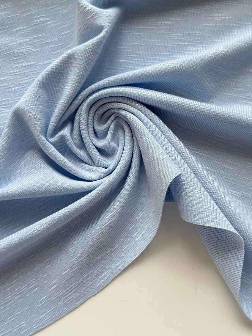 Вискозный трикотаж light blue + велюровый деним antic