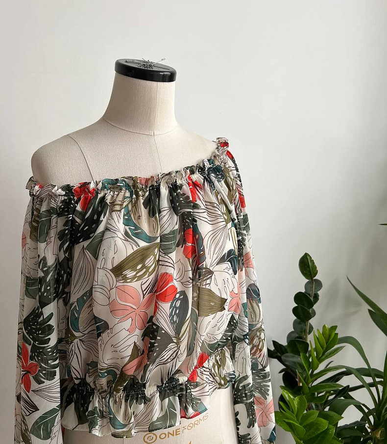 Шифон flower exotic алый (Италия)