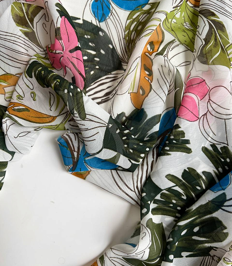 Шифон flower exotic розовый (Италия)