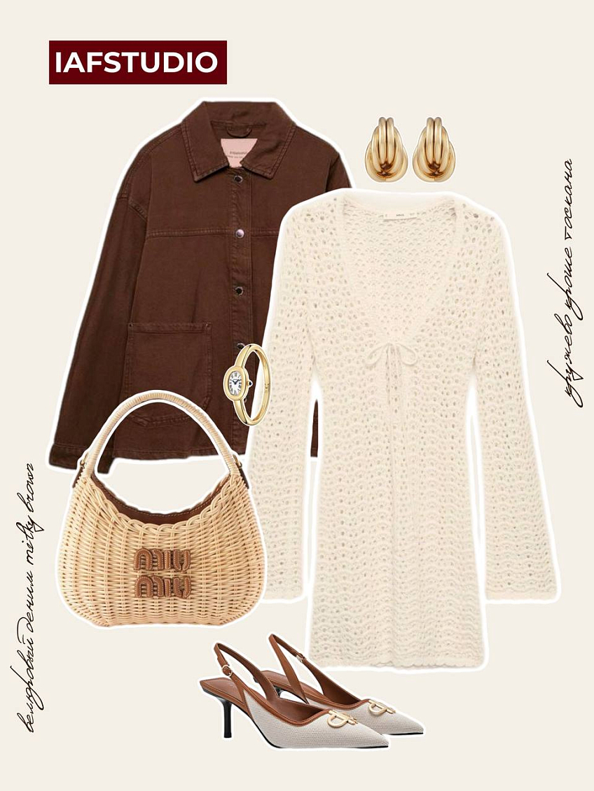 Кружево кроше тоскана + велюровый деним milky brown