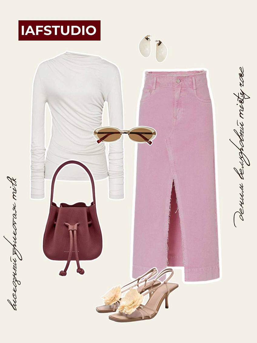 Вискозный трикотаж milk + велюровый деним misty rose