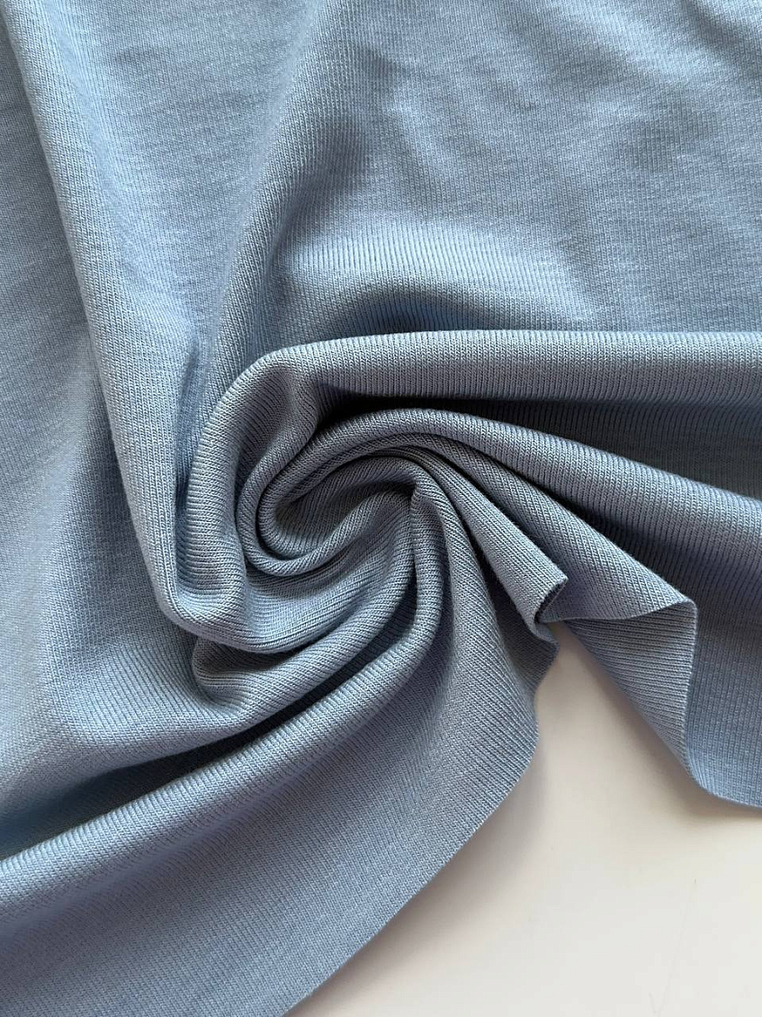 Вискозный трикотаж ilana cloud + деним велюровый misty blue