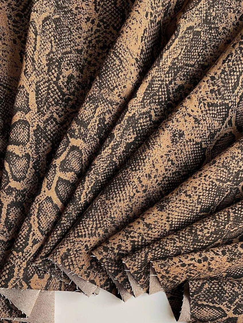 Деним snake print + лен с вискозой черный