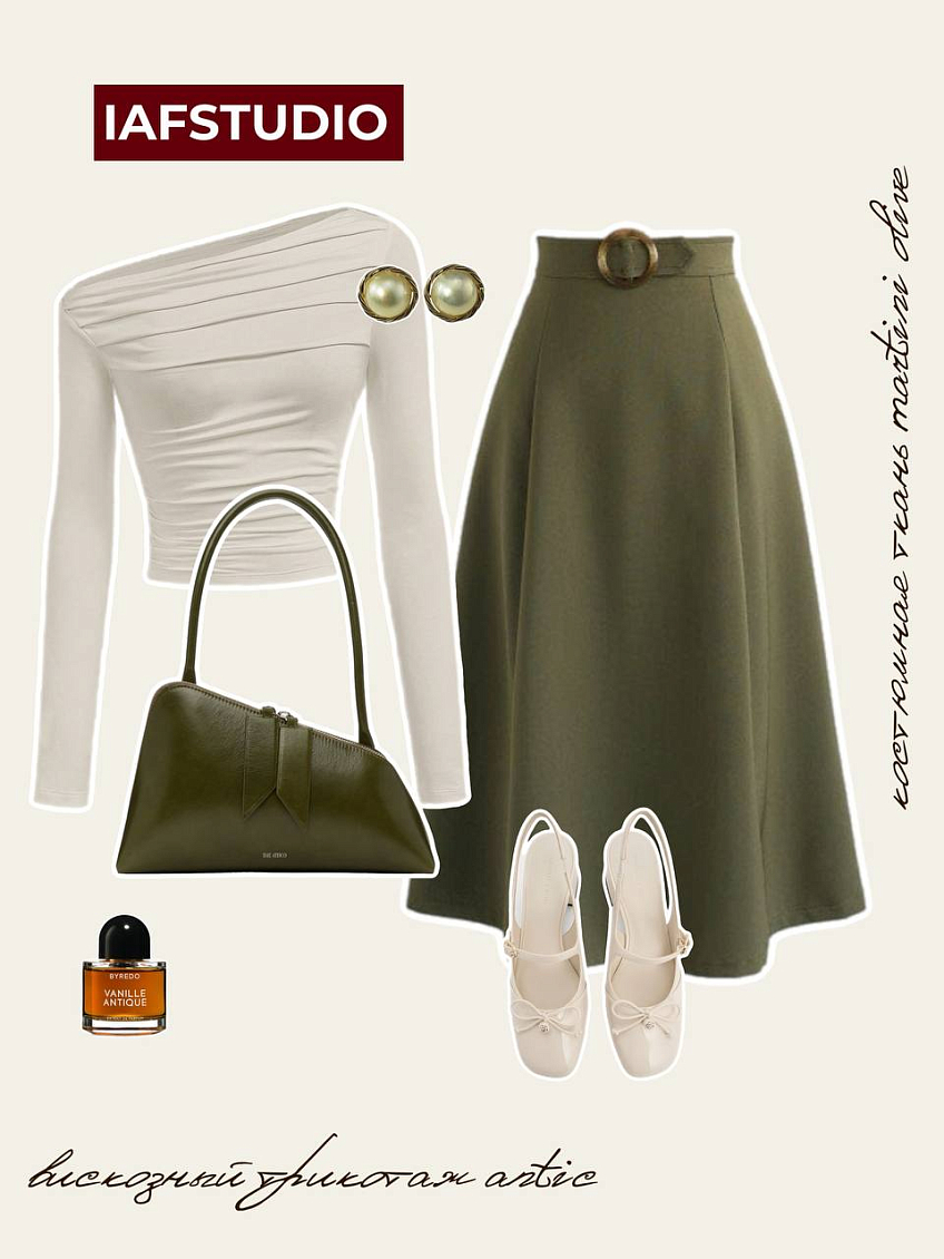 Вискозный трикотаж antic + костюмная ткань martini olive