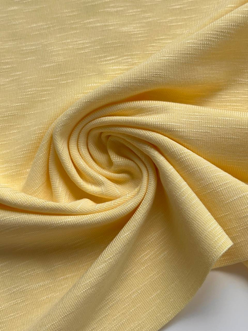Деним гранж песто + вискозный трикотаж butter yellow