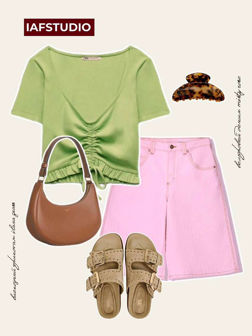 Вискозный трикотаж ilana grass + деним велюровый misty rose
