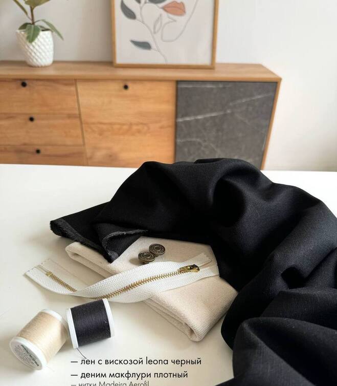 STOCK Лен с вискозой leona черный (0.45м)